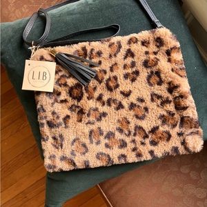 NWT Faux fur Vegan leather purse